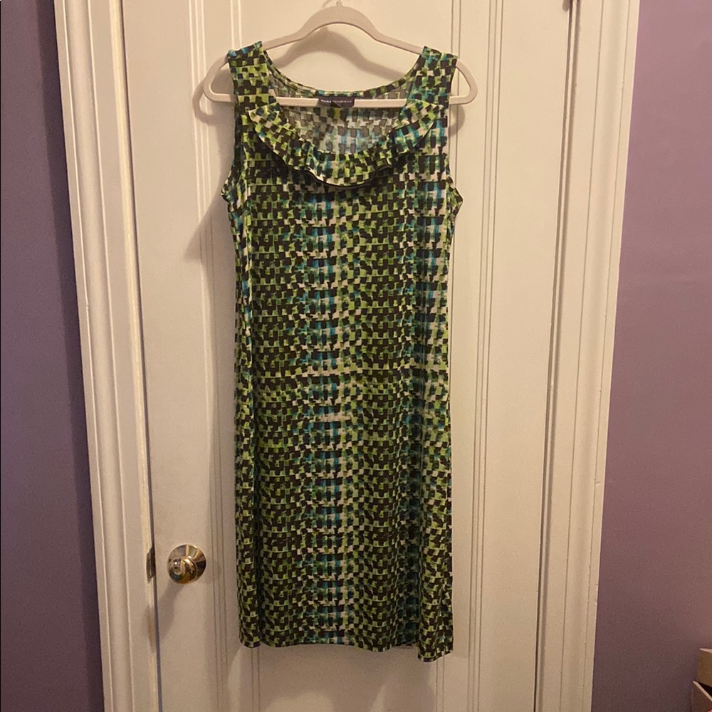 Dana Buchman Green Sheath Midi Dress with Cowl Neck